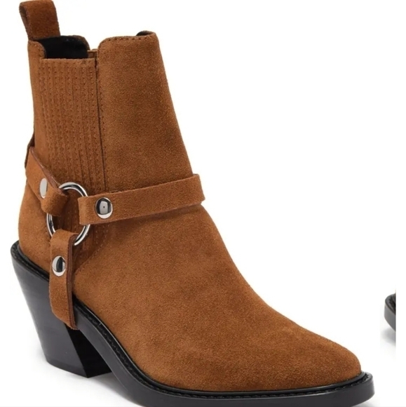 Rebecca Minkhoff Jett Brown Suede Harness Chelsea Western Boot Size 10 - Picture 2 of 11